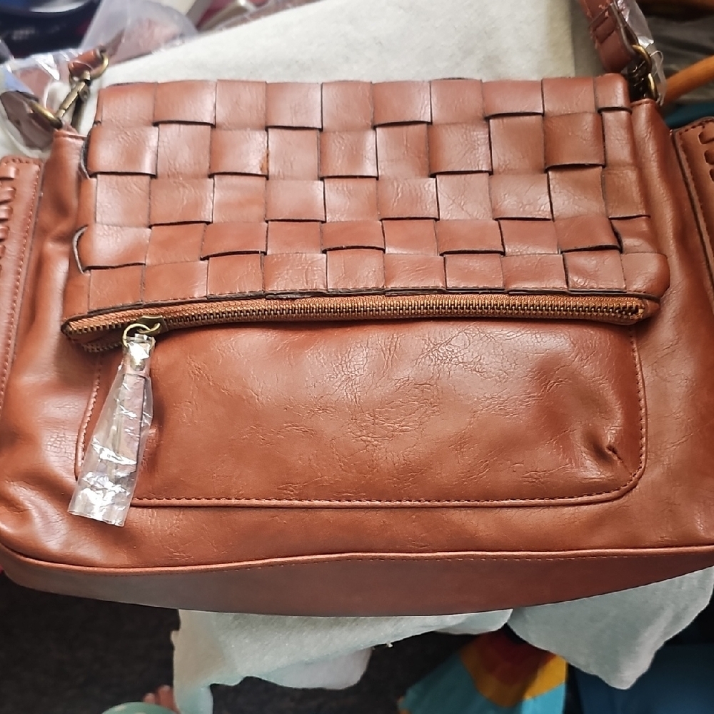 Time and Tru Women's Heidi Flap Shoulder Bag Brown